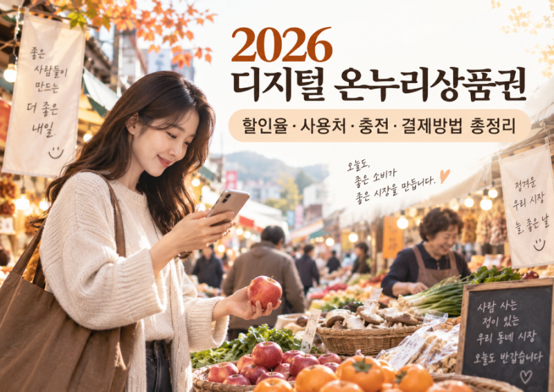 2026 디지털 온누리상품권 할인율·사용처·충전·결제방법 총정리