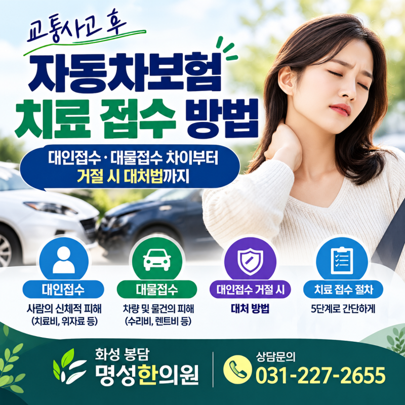 자동차보험 교통사고 치료 접수 방법｜대인접수·대물접수 차이와 대인 접수 거절 시 대처법