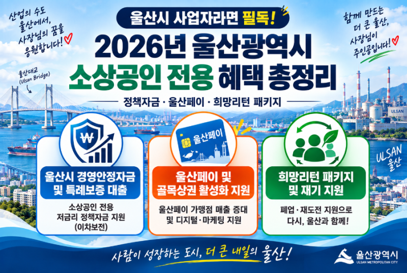 울산광역시 사업자라면 필독! 2026년 오직 울산 소상공인만 받을 수 있는 혜택 & 신청처 총정....