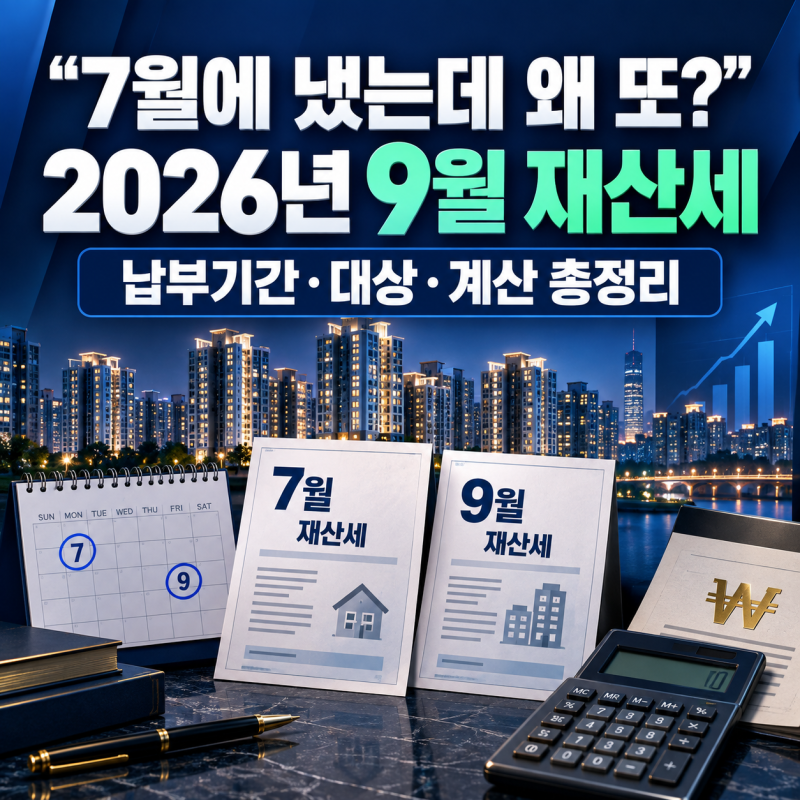 7월에 냈는데 왜 또? 2026년 9월 재산세 납부기간·대상·계산 총정리