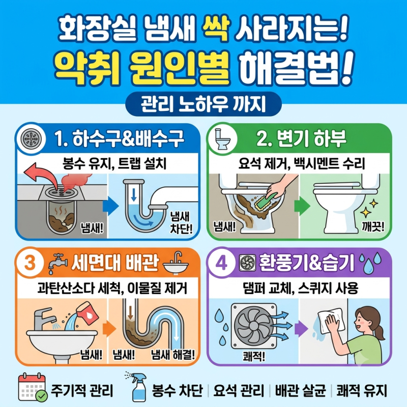 화장실 냄새 악취 원인별 해결법 및 관리 노하우