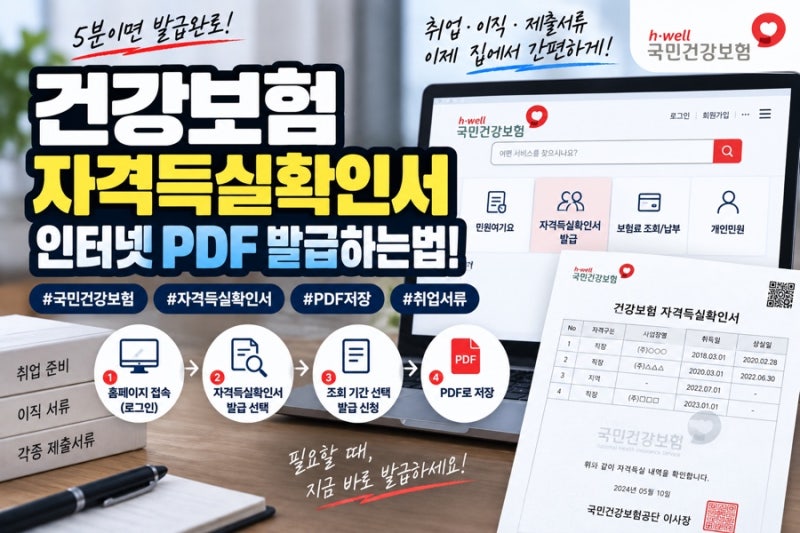 건강보험 자격득실확인서 인터넷 PDF 발급하는법!