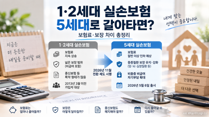 1·2세대 실손보험 5세대로 갈아타면? 보험료·보장 차이 총정리