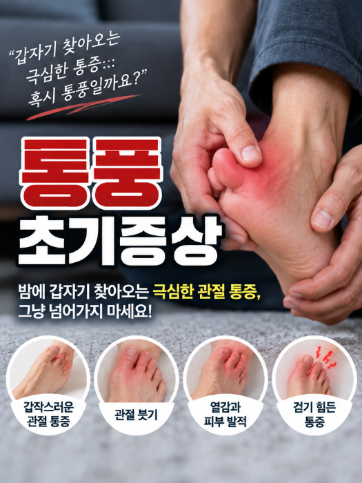 통풍 초기증상, 갑자기 엄지발가락이 심하게 아프다면