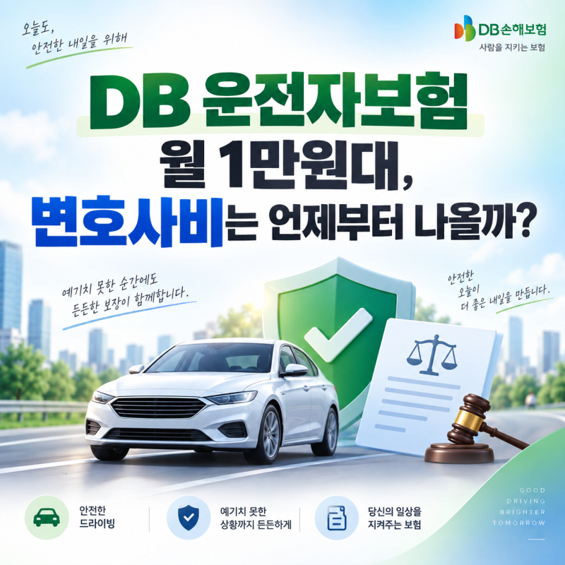 DB 운전자보험 월 1만원대, 변호사비는 언제부터 나올까?