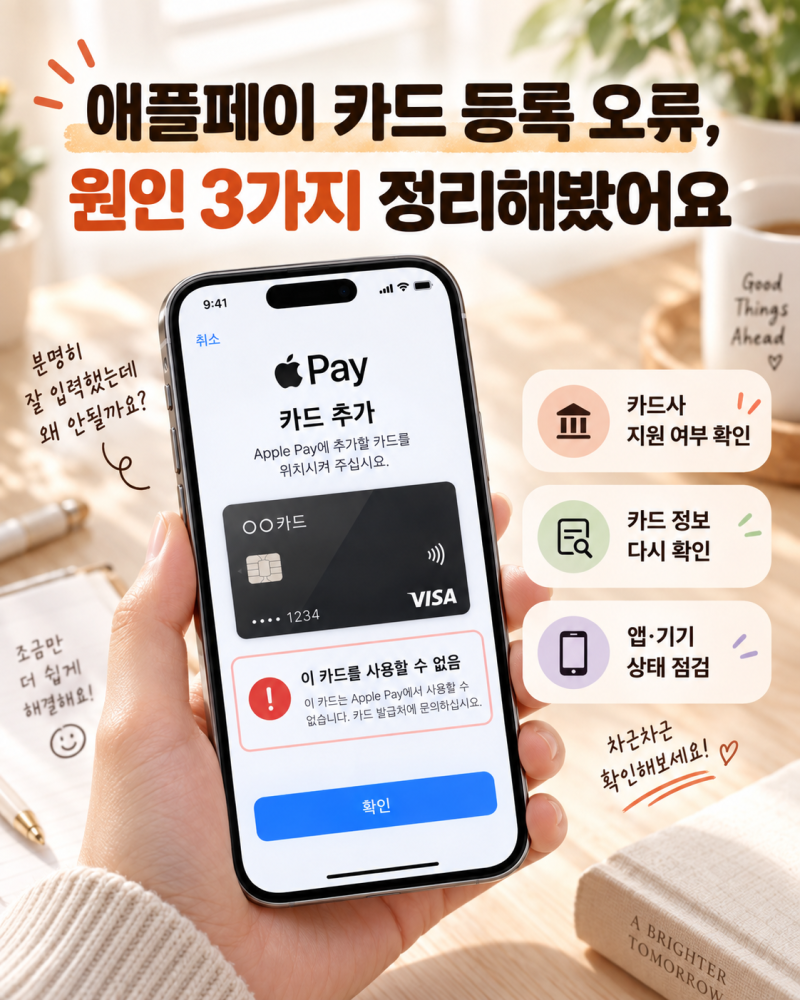 애플페이 카드 등록 오류, 원인 3가지 정리해봤어요