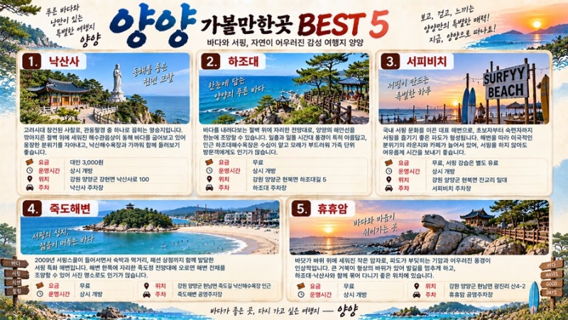 강원 양양 가볼만한곳 총정리 | 낙산사부터 서피비치까지
