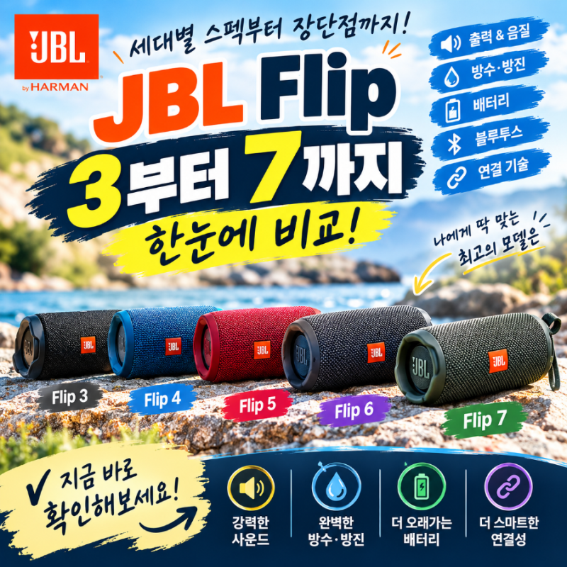 JBL Flip 3부터 Flip 7까지 비교