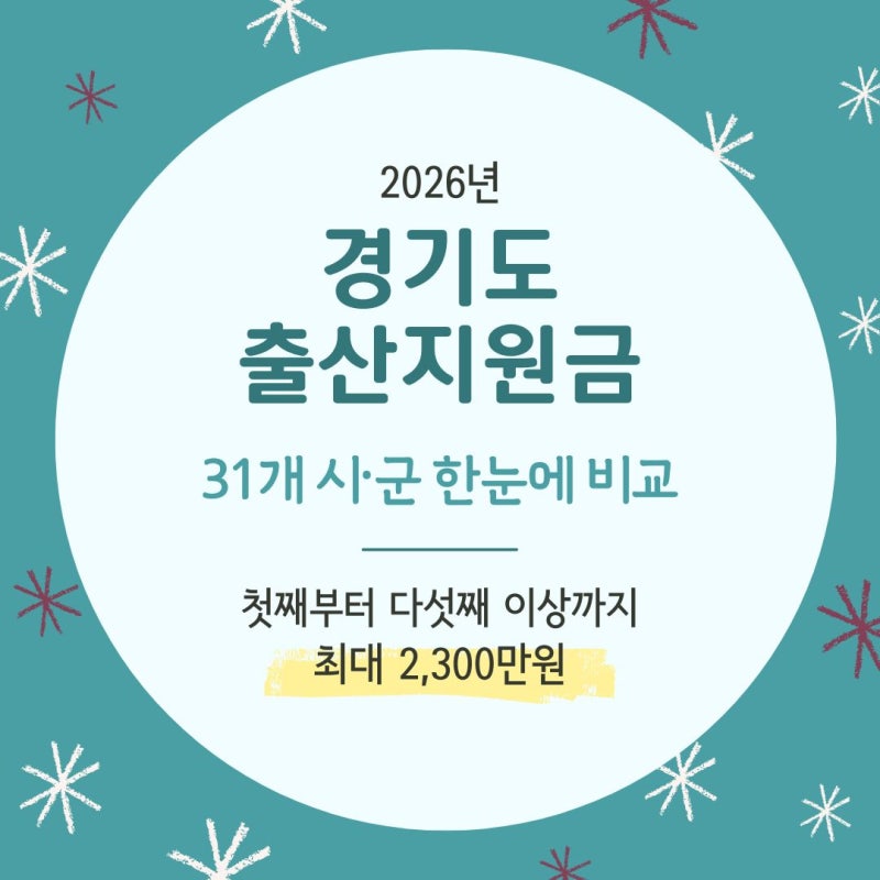 2026 경기도 출산지원금 총정리 | 31개 시·군 첫째, 둘째, 셋째 지원금 비교