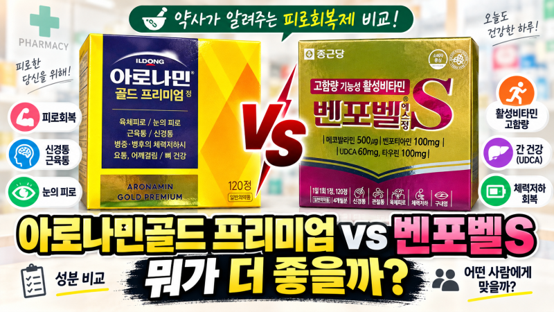 아로나민골드 프리미엄 vs 벤포벨S, 피로할 때 뭐가 더 맞을까?