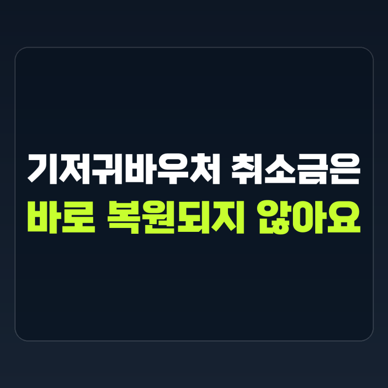 "취소 포인트는 즉시 복원되지 않습니다" 설명 | 기저귀바우처 잔액조회