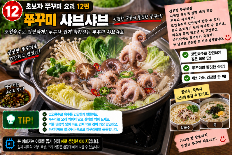 초보자 쭈꾸미 요리 12편 쭈꾸미 샤브샤브