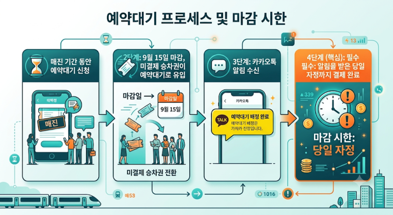 9월 15일 자정 마감! 명절 기차표 결제 잊었을 때 대처법 및 예약대기 풀리는 시간