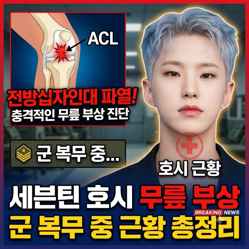 세븐틴 호시 무릎 부상 전방십자인대 파열 진단, 군 복무 중 근황 총정리