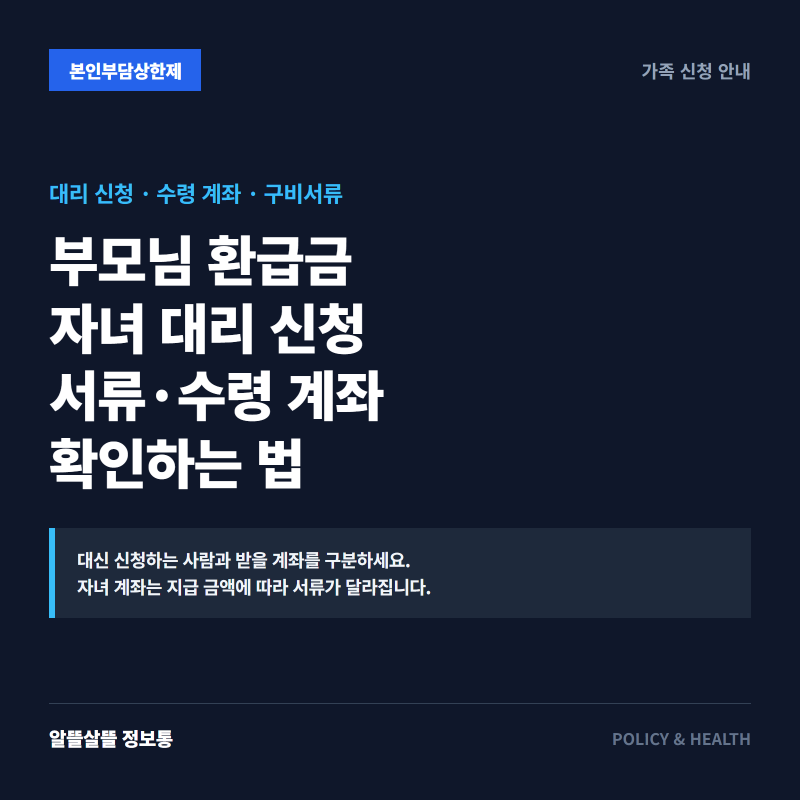 부모님 본인부담상한제 환급금, 자녀 대리 신청 서류·수령 계좌 확인하는 법