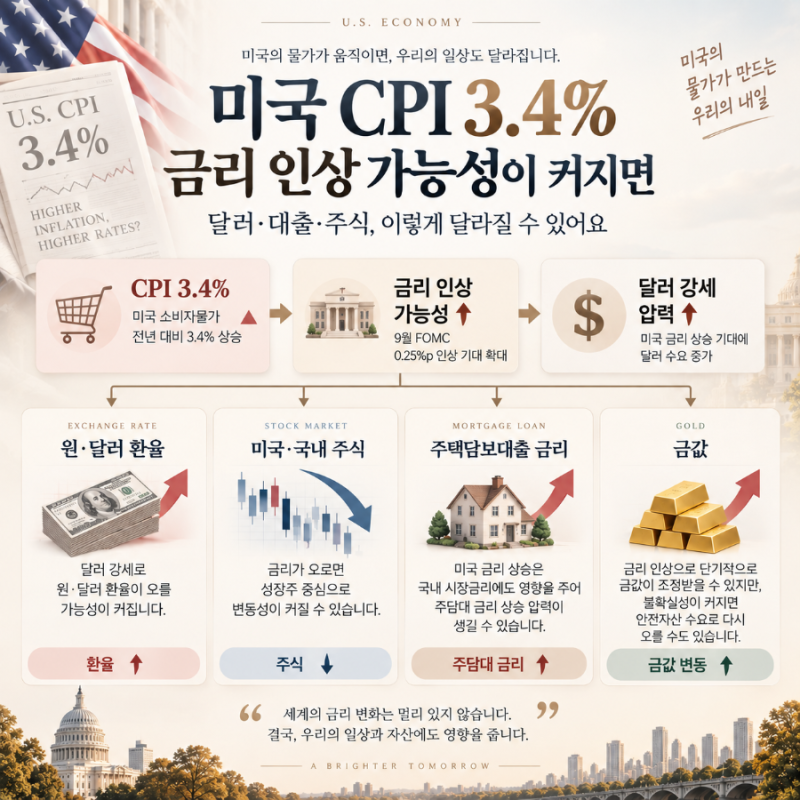 미국 CPI 3.4% 이후, 환율·대출금리·주식에 생길 변화