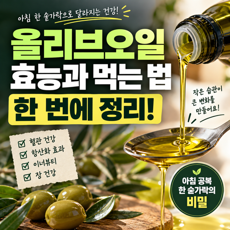 올리브오일 효능과 아침 공복에 제대로 먹는법 총정리!