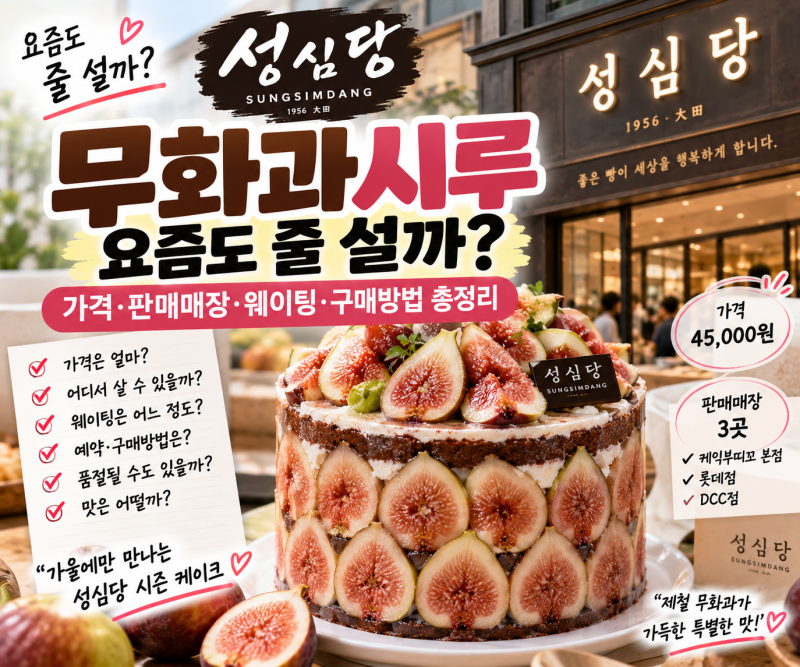 성심당 무화과시루 요즘도 줄 설까? 가격·판매매장·웨이팅·구매방법 총정리