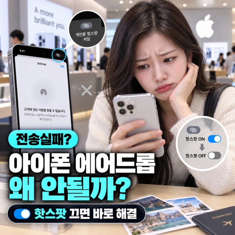 아이폰 에어드롭 상대방 왜 안 뜰까? 핫스팟 끄기 및 수신 안내
