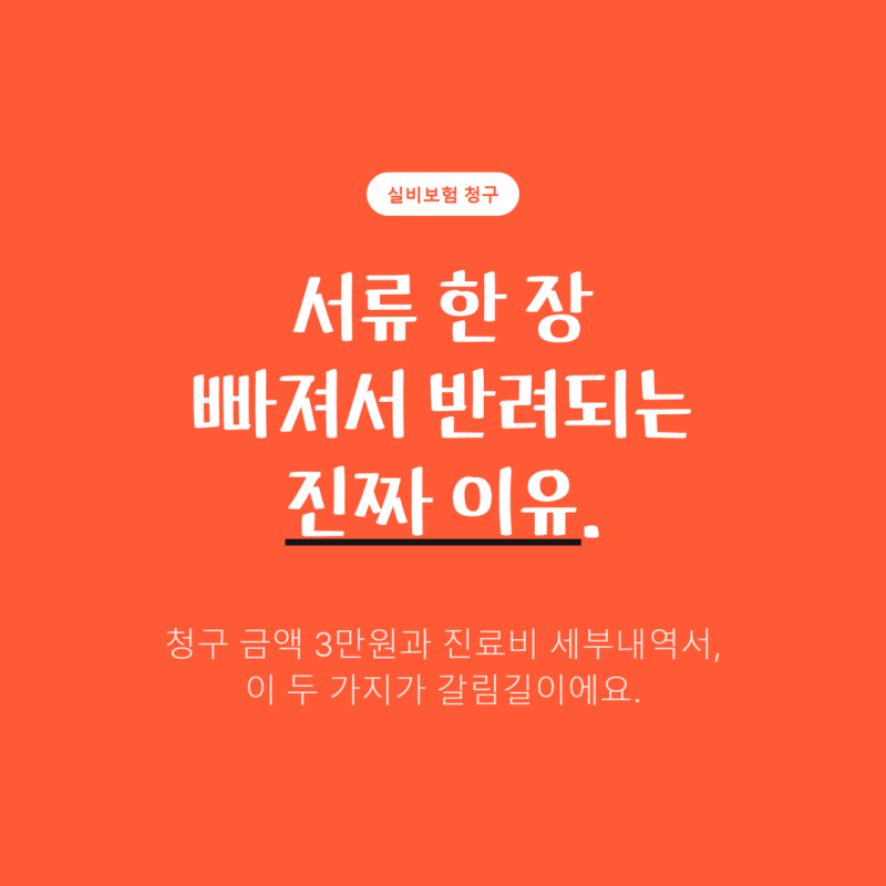 실비보험 청구서류, 진료비 세부내역서 하나 빠져서 반려되는 이유