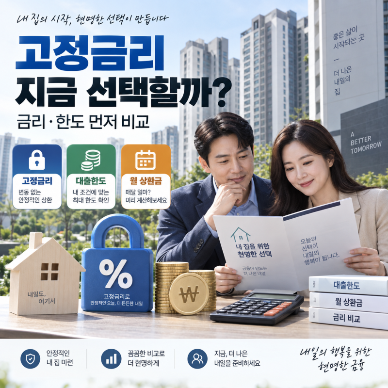 주택담보대출 고정금리 지금 선택해도 될까? 변동금리·한도·계산기 총정리