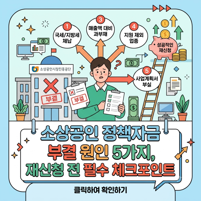 소상공인 정책자금 부결 원인 5가지와 재신청 승인 전략 (직접대출·대리대출 기준)