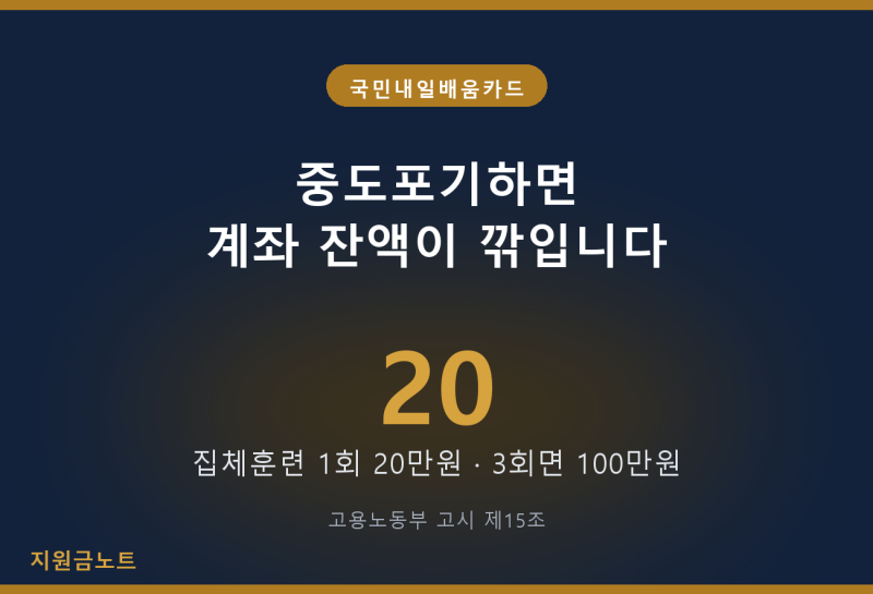 내일배움카드 중도포기하면 계좌 잔액이 깎입니다 | 집체훈련 1회 20만 원·3회면 100만 원 — ....