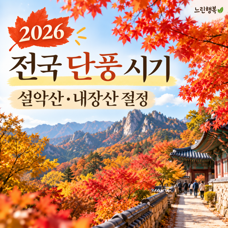 2026 전국 단풍 시기 총정리｜설악산·내장산 절정 시기와 여행 날짜