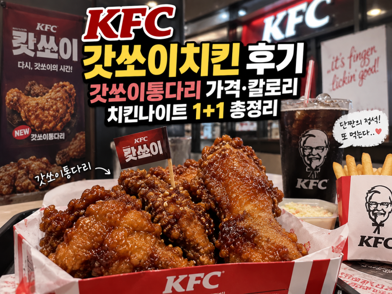 KFC 갓쏘이치킨 후기, 갓쏘이통다리 가격·칼로리·치킨나이트 1+1