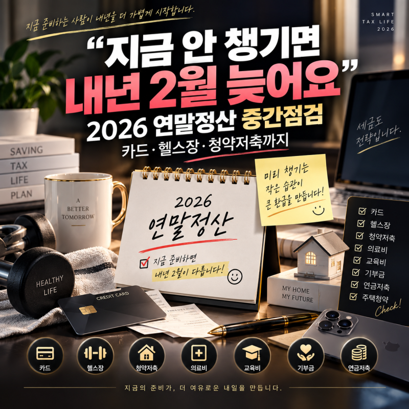 “지금 안 챙기면 내년 2월 늦어요” 2026 연말정산 중간점검｜카드·헬스장·청약저축까지