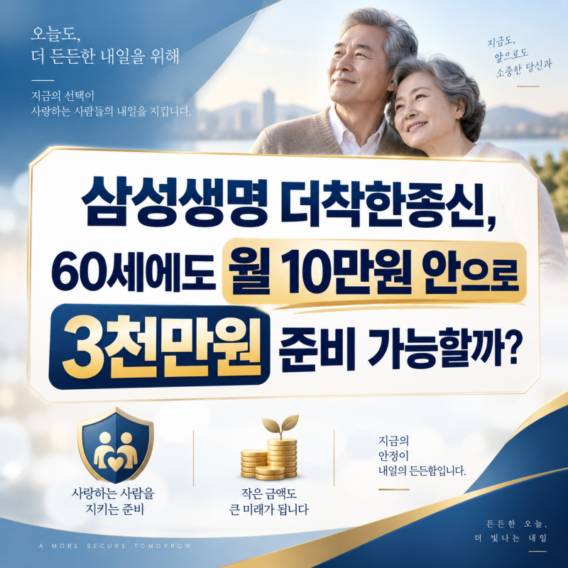 삼성생명 더착한종신, 60세에도 월 10만원 안으로 3천만원 준비 가능할까?