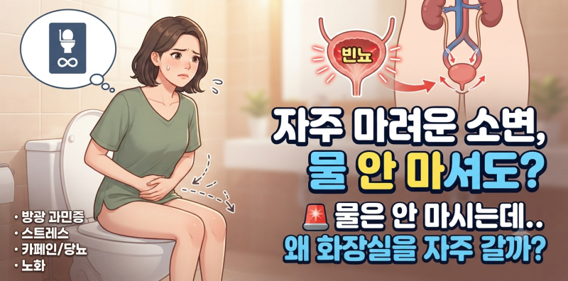 소변이 자주 마려운 이유, 물을 많이 마시지 않았는데 화장실을 자주 간다면?