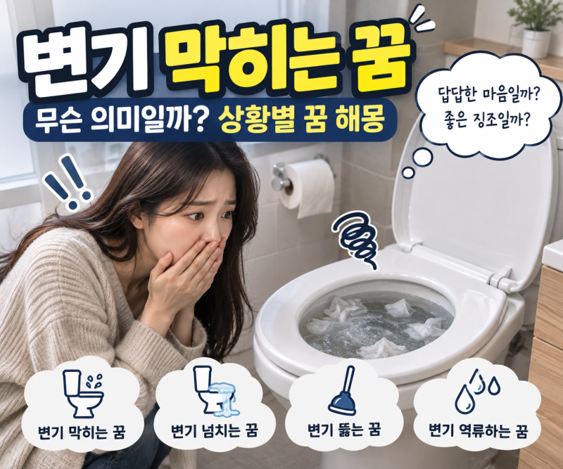 변기 막히는 꿈 무슨 의미일까? 넘치고 뚫리는 상황별 변기 꿈 해몽