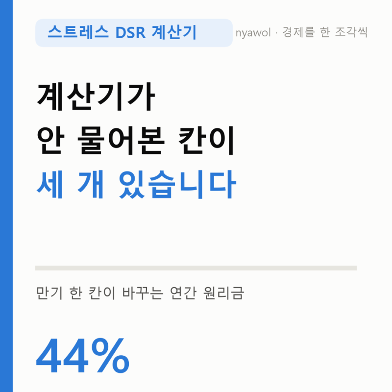 스트레스 DSR 계산기, 숫자 넣기 전에 볼 세 가지