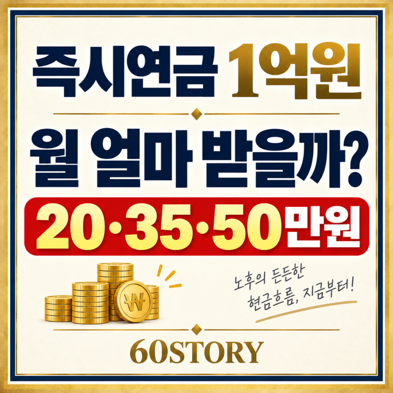 2026년 즉시연금 1억원 월 수령액은? : 상속형·종신형·확정형 수령금액 비교