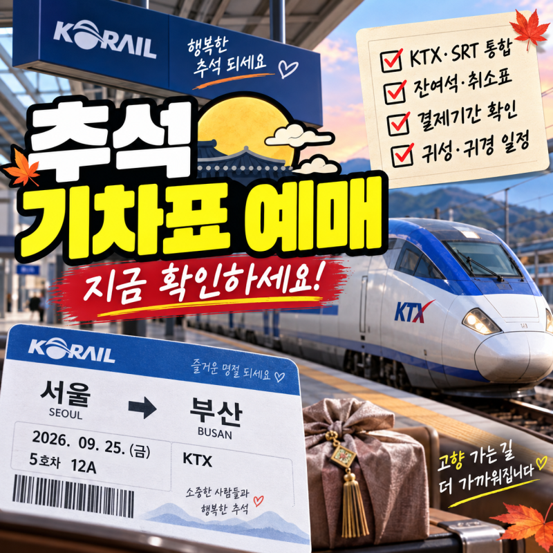 2026 추석 기차표 예매 끝났다면?｜KTX 잔여석·취소표·결제기간 총정리