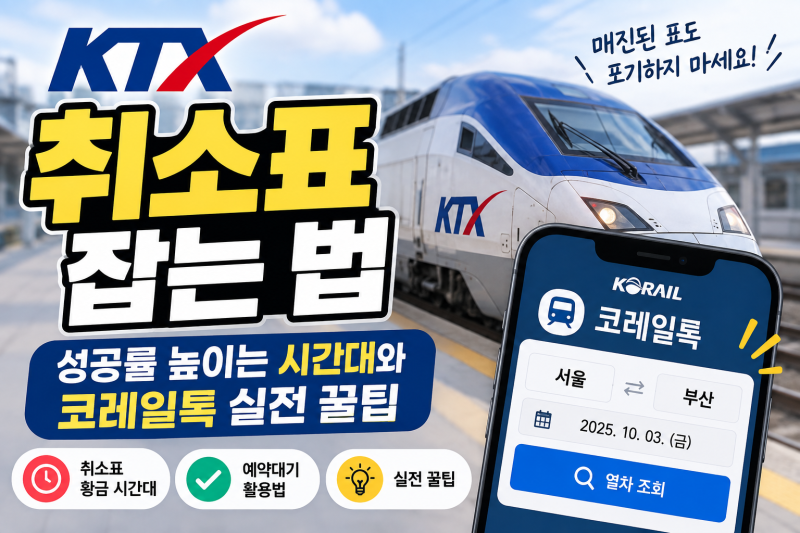 KTX 취소표 잡는 법: 성공률 높이는 시간대와 코레일톡 실전 꿀팁