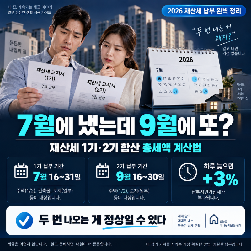 "7월에 이미 냈는데" 재산세 9월 또 왔다, 1기·2기 합산 총세액 계산법