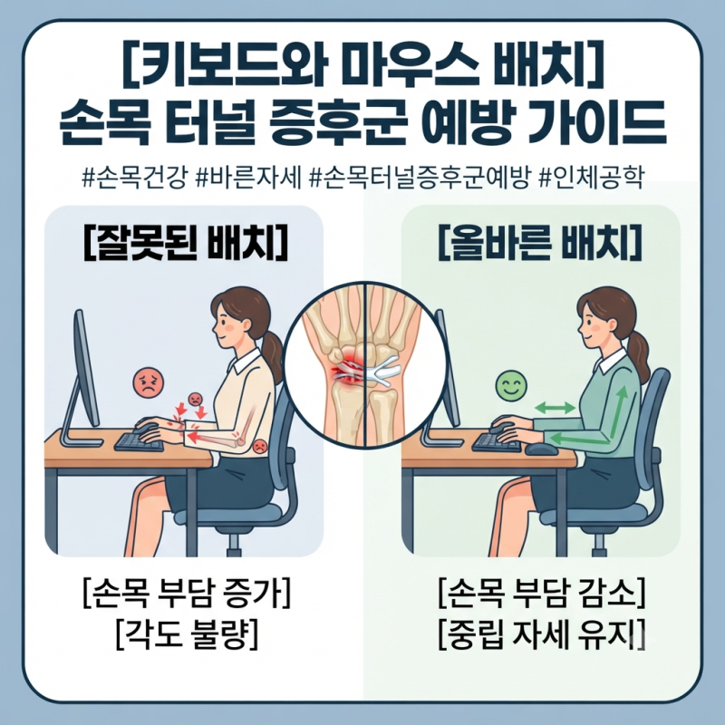 키보드와 마우스 배치 : 손목 터널 증후군 예방 가이드