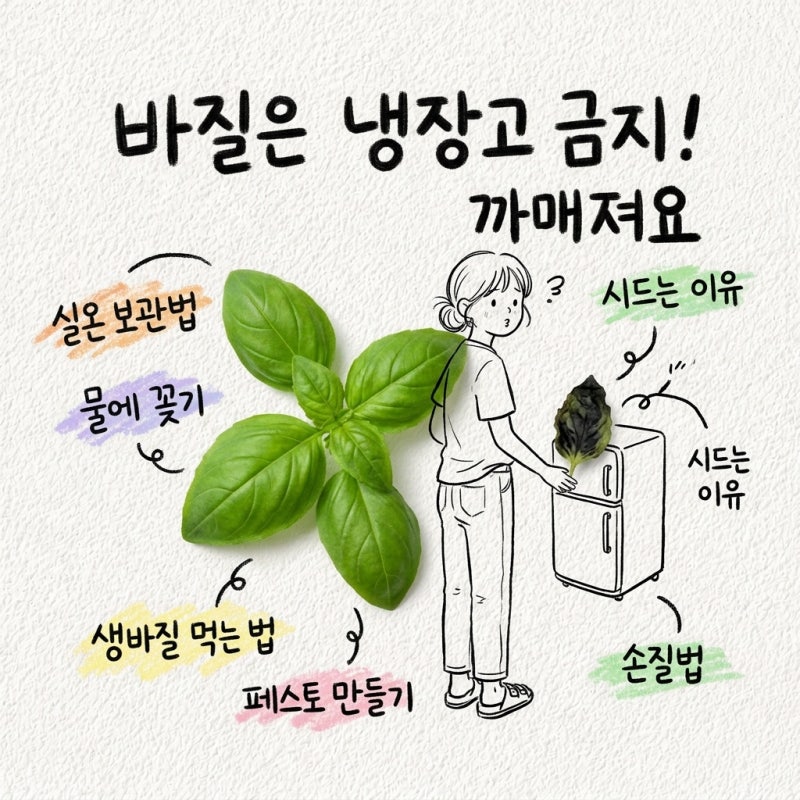 바질 보관법 손질법 생바질 먹는 법 페스토 잎 시드는 이유