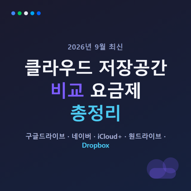 클라우드 저장공간 비교 2026년 최신 요금제 총정리