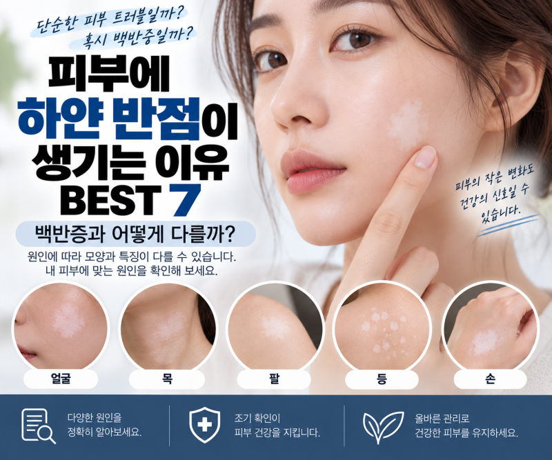피부에 하얀 반점이 생기는 이유 BEST 7, 백반증과 어떻게 다를까?
