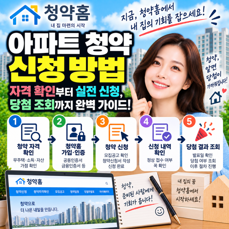 청약홈에서 아파트 청약 신청하는 방법, 자격 확인부터 실전 신청 및 당첨 조회까지 완벽하....