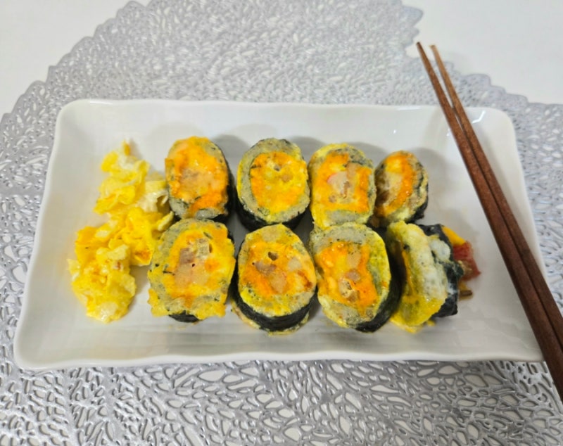 남은 김밥 냉동 보관 요리 활용법 김밥전 레시피
