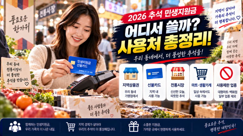 2026 추석 민생지원금 어디서 쓸까?｜지역상품권·선불카드 사용처와 결제 안 되는 곳