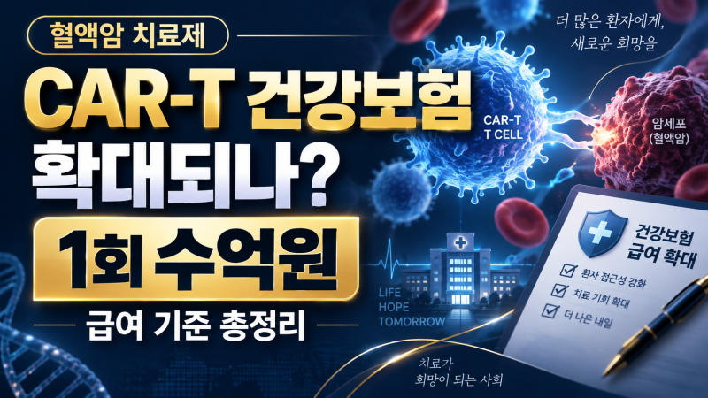 수억원대 혈액암 치료제 건강보험 확대되나? CAR-T 급여 기준 총정리