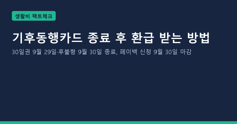 기후동행카드 종료 후 환급 받는 방법: 30일권 잔액 환불·3만 원 페이백·모두의 카드 전환 (9....