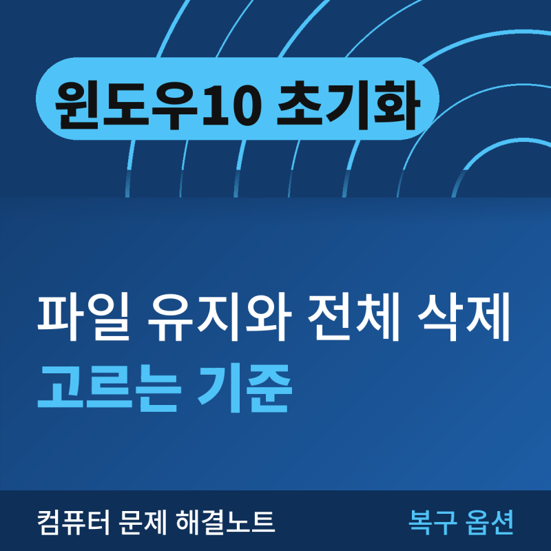 윈도우10 초기화 방법, 파일 유지와 전체 삭제 중 고르는 기준