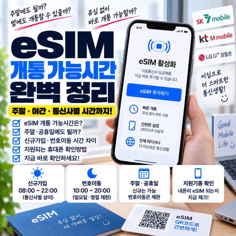 eSIM 개통 가능시간｜주말·야간에도 이심 셀프개통 가능할까?