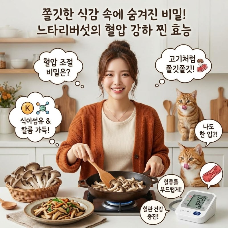 쫄깃한 식감에 감춰진 비밀! 혈압 낮추는 느타리버섯의 진짜 효능